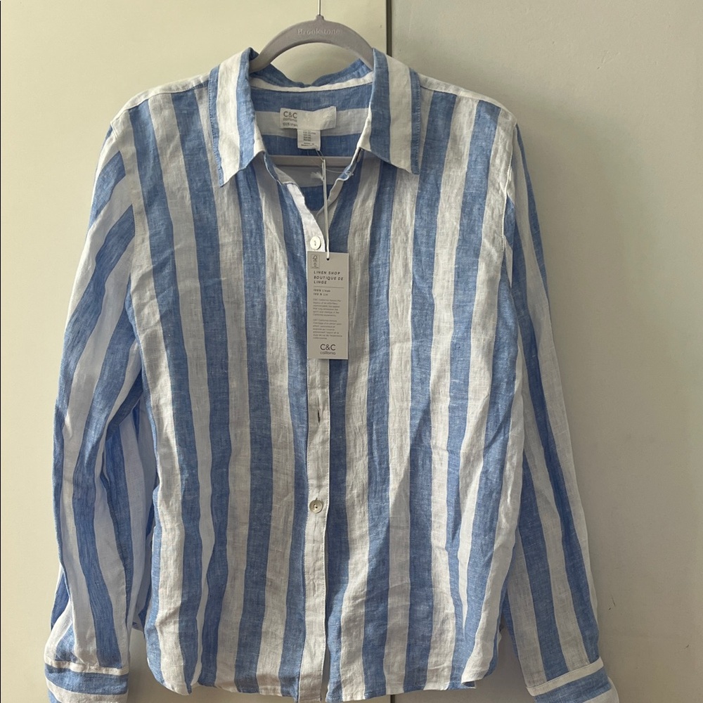 C&C California Linen Blue and White Shirt